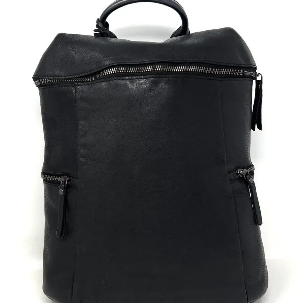 Vlenca Holland Leather Backpack Distressed Black 40770 Anthroplogie NWT